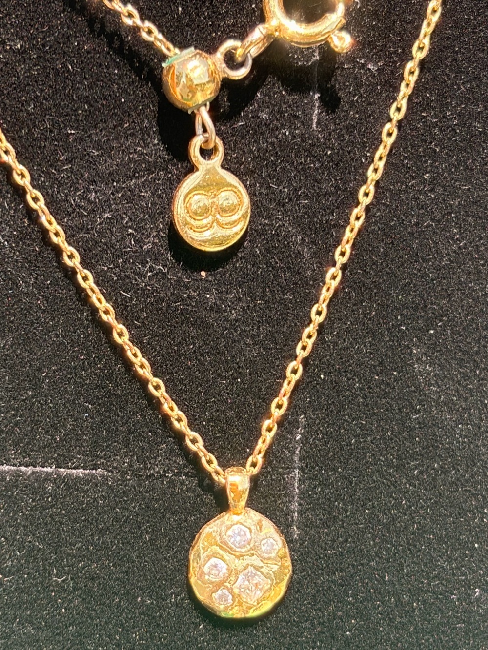 Gorjana Gold Disc Pendant Necklace with Crystal Accents